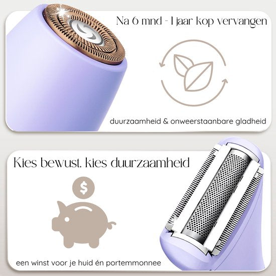 3-in-1 Ladyshave mit Display - Gesicht - Achseln - Beine - Bikinizone - Sansbeauté® - Rasierer Frau - Elektrischer Epilierer - Gesichtshaarentfernung Damen - Trimmer Frau - Ladyshaves Bikini - USB Wiederaufladbar