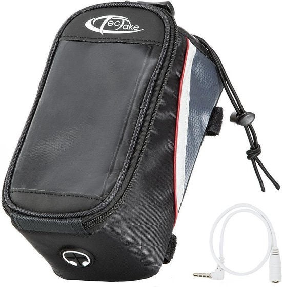 tectake - Rahmentasche Fahrradtasche für z.B. Smartphone etc. schwarz rot L 401611