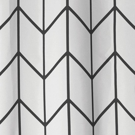 Duschvorhang Bad-Accessoires - Fishbone - Schwarz/Weiß- 180x200 cm