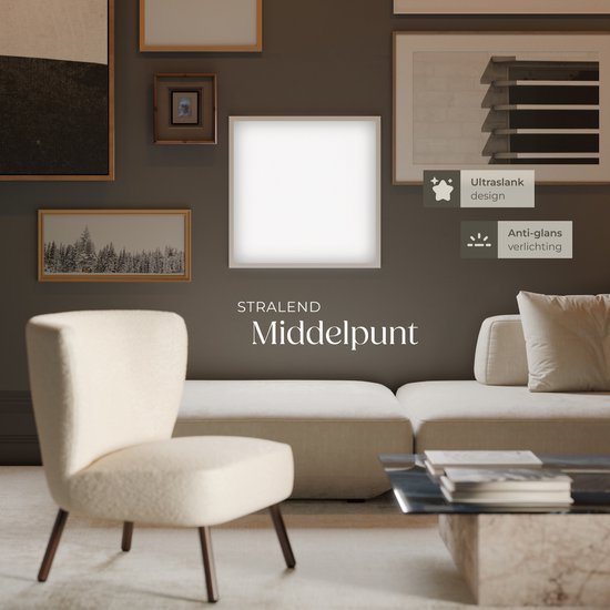 tectake® LED-Paneel Lucerna - LED-Paneel Systemdecke - ultradünn, warm-weiß 3000K, energiesparend, 62 x 62 cm