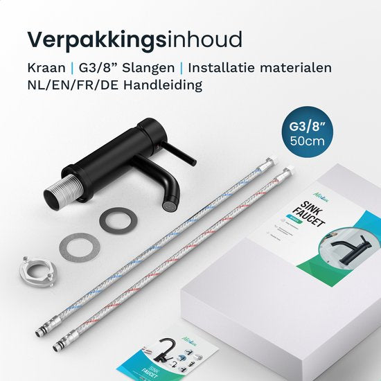 Mirlux Waschtischarmatur Schwarz - Waschtischmischer Bad - Waschtischarmatur - Waschtischarmatur/WC-Armatur - Wasserhahn - Kalt- und Warmwasserarmatur - Toilettenarmatur Kalt- und Warmwasser