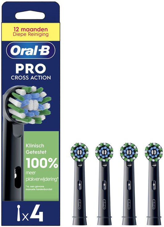Oral-B Cross Action Pro – Aufsteckbürsten – Mit CleanMaximiser-Technologie – Schwarz – 4 Stück