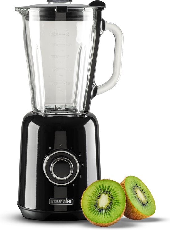 Bourgini Retro-Mixer – 5 Geschwindigkeitsstufen und Pulsfunktion – 1,5 Liter – Smoothie-Mixer – 500 Watt – Schwarz
