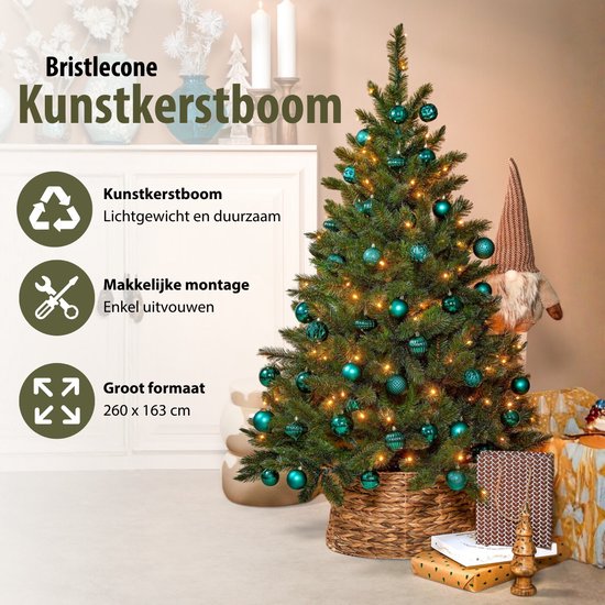 Triumph Tree Bristlecone Kunstweihnachtsbaum – Kunstbaum mit natürlicher Optik – Weihnachtsdekoration für den Innenbereich – PVC-Hardneedle-Ausführung – H 260 x Ø 163 cm – Grün