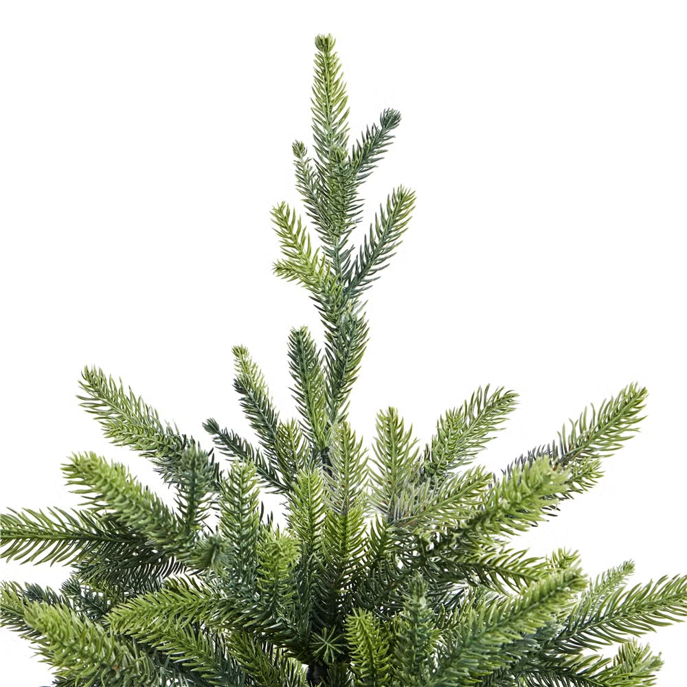 Yaheetech Künstlicher Weihnachtsbaum Mini - 61 cm - Mit 62 Zweigen und schwerem Betonsockel und dekorativer roter Stoffhülle - Für Tisch und Fensterbank - Grünes Polyethylen und Metall - 58 x 58 x 61 cm