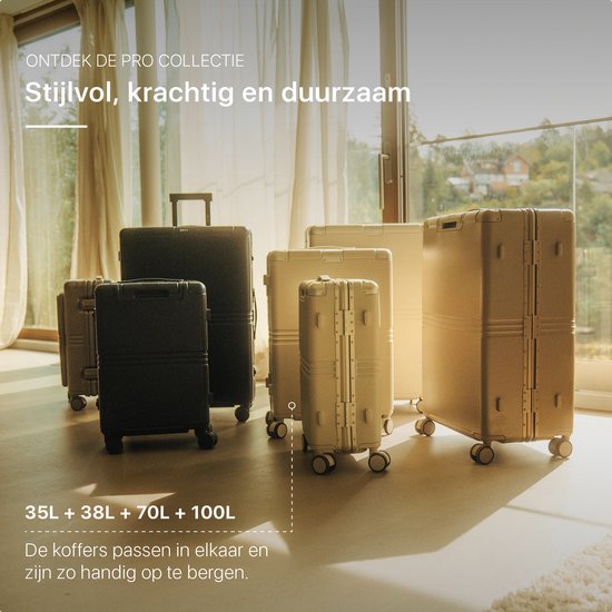ONYX Hybrid Pro Check-in Koffer - Large 100 Liter - Recyceltes Polycarbonat und reißverschlussloses Design - Mit TSA-Schloss und Spinner-Rädern - Mit Laptopfach - Glacier Blue
