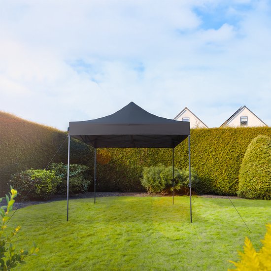 VONROC Partyzelt - 3x3 m - Premium easy-up Partyzelt - Modulares Design - Faltbar - Wasserdicht - Stahlrahmen - 50+ UV Schutz - Inklusive Aufbewahrungstasche - Schwarz