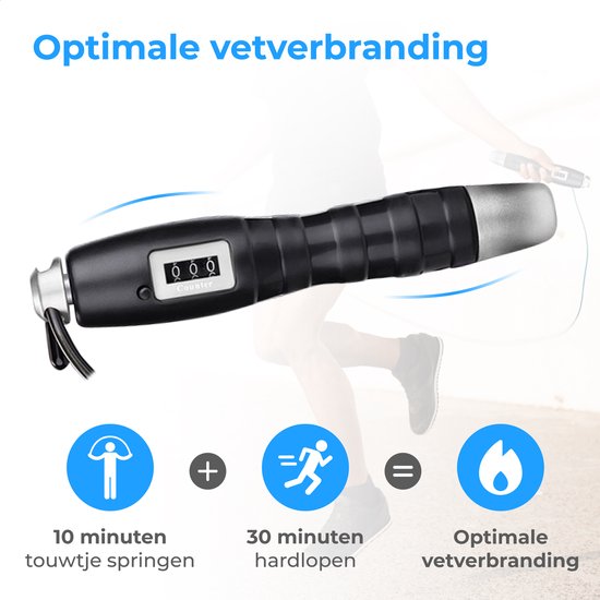 Nuvance - Springseil mit Zähler - 15W - Inklusive Kabel - Schwarz - Aluminium - 200 cm