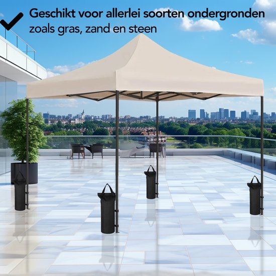 Brixy Partyzelt - faltbar - leicht aufbaubar - 3x3m - wasserdicht - Pavillon - inkl. Tragetasche - Creme