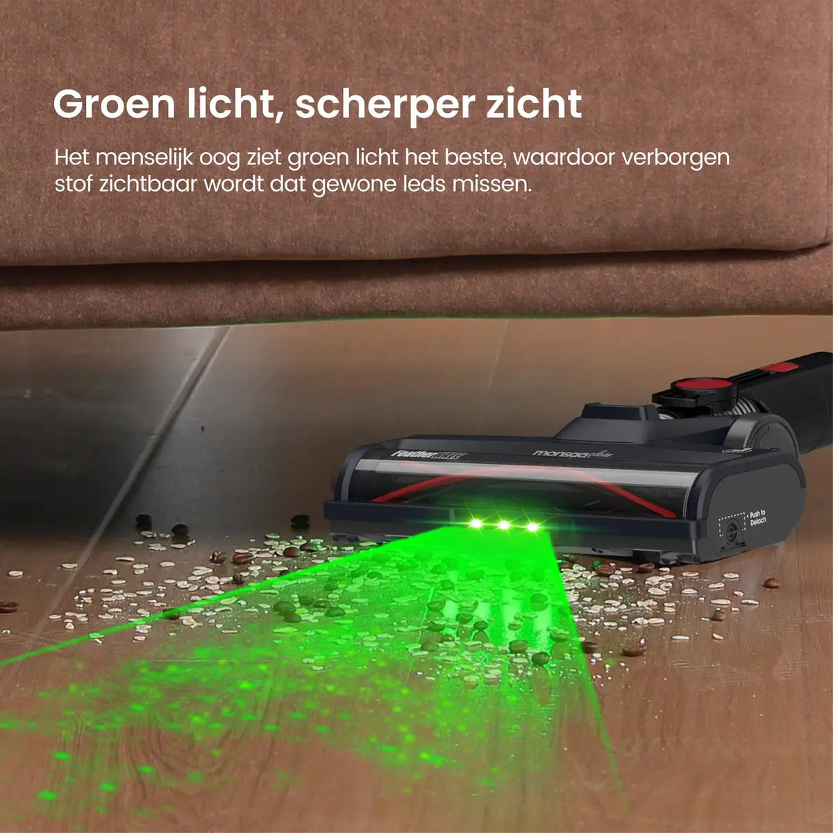 Monsga M100 Akku-Stabstaubsauger 55.000 Pa – 45 Min. Betriebsdauer – 1,8 l Staubbehälter – LED-Touchdisplay – Anti-Verfilzungsbürste – Grünes LED-Licht
