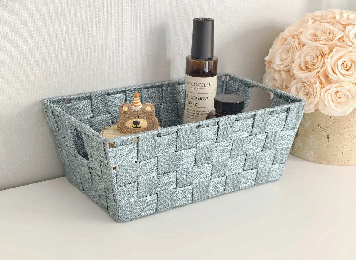 Kevahome Aufbewahrungskörbe, 3er-Set – Geflochtene PP-Bänder – Tragetaschenmodell – Dunkelblau – 30,5 x 16,5 x 11,5 cm