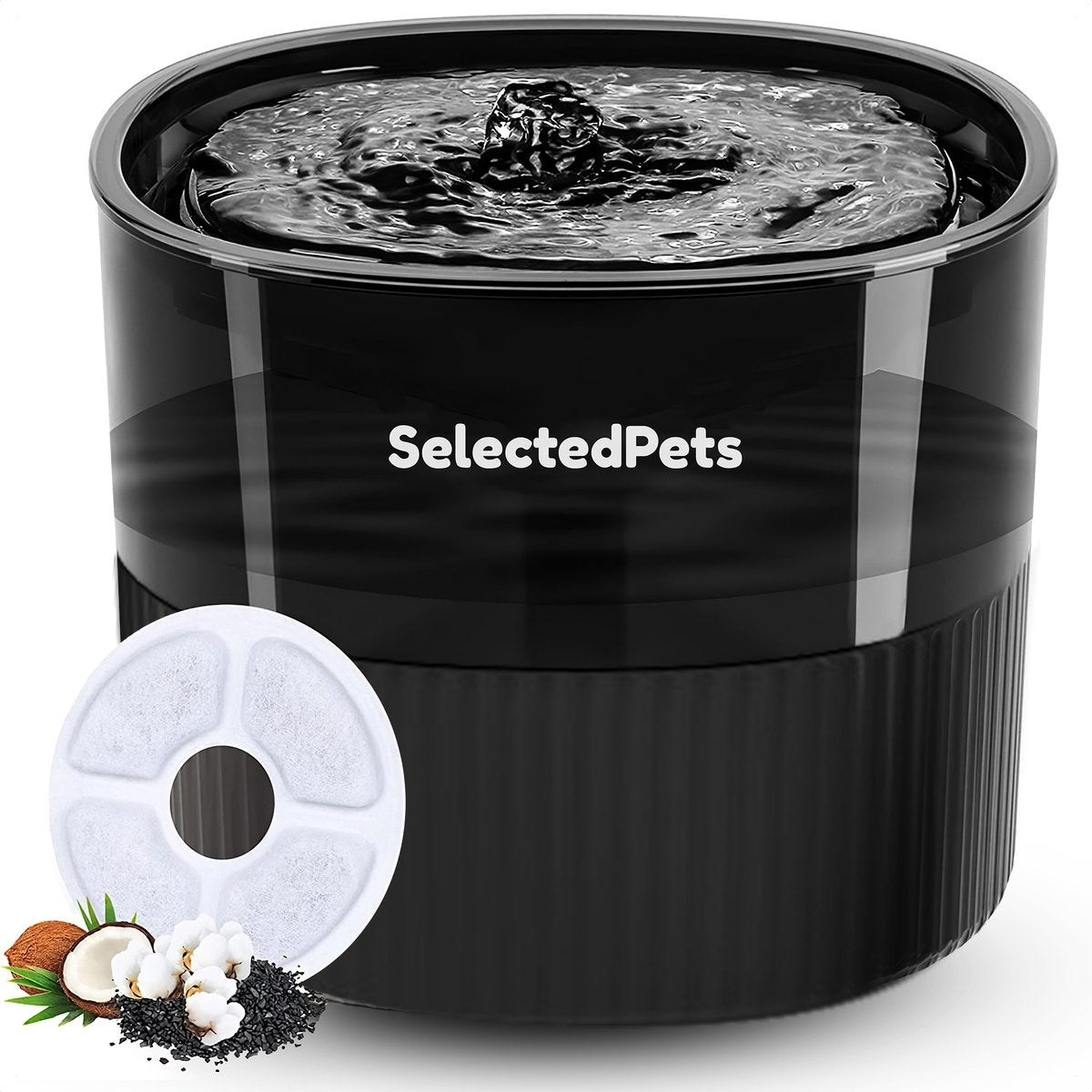 Trinkbrunnen für Katzen und Hunde - Katzenbrunnen - Schwarz - 1.8L - Mit Filter