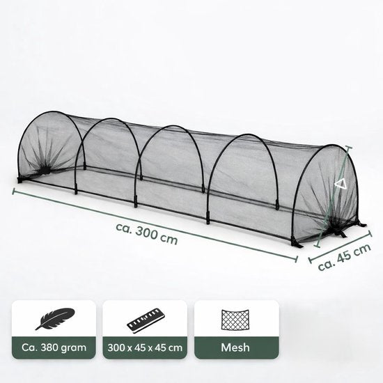 Ceruzo Zuchttunnel 3m - Insektenschutznetz - Faltbar - Pflanzenschutz