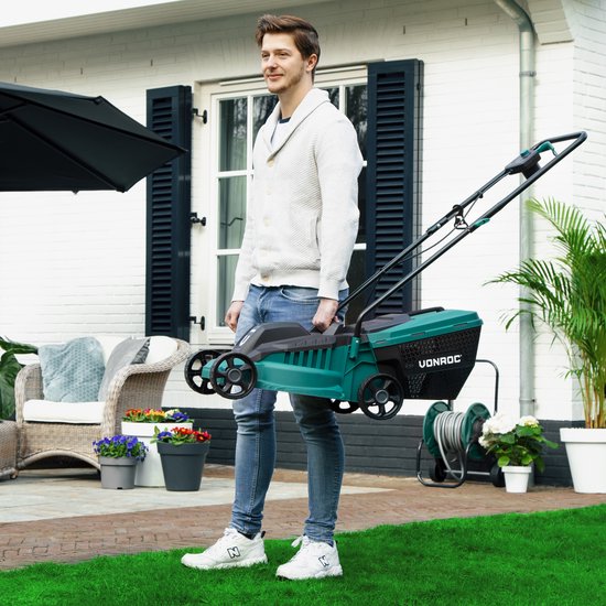 VONROC Rasenmäher 1300W 32cm Schnittbreite - und Grastrimmer 300W - Ø230mm Schnittdurchmesser - Komplettset!