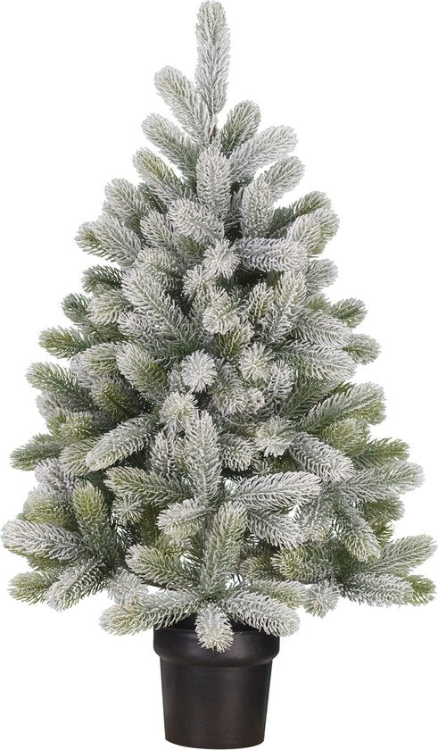 Black Box Trees Nigata Künstlicher Weihnachtsbaum im Topf - H90 x Ø55 cm - Grün gefrostet
