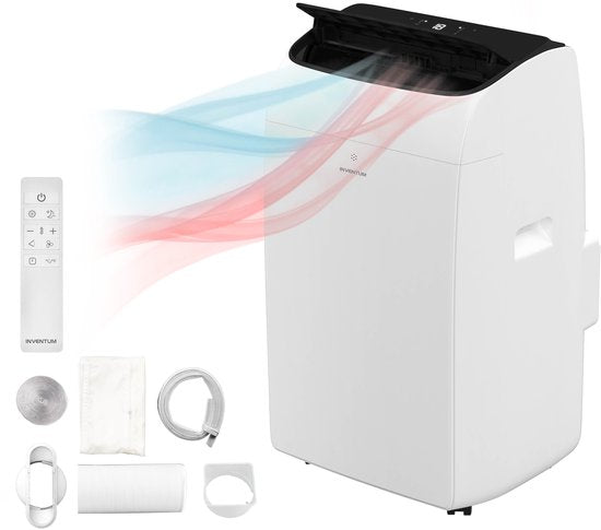 Inventum AC126WH Mobile Klimaanlage – 12.000 BTU – 4-in-1 – Kühlen, Heizen, Ventilator, Luftentfeuchter – Bis zu 105 m³ – Dichtungsset – Weiß