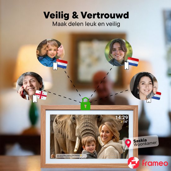 Denver Digitaler Fotorahmen 21,5 Zoll - XXL - Holz - Full HD - Frameo App - Fotorahmen - WiFi - 32GB - IPS-Touchscreen - PFF2162LW