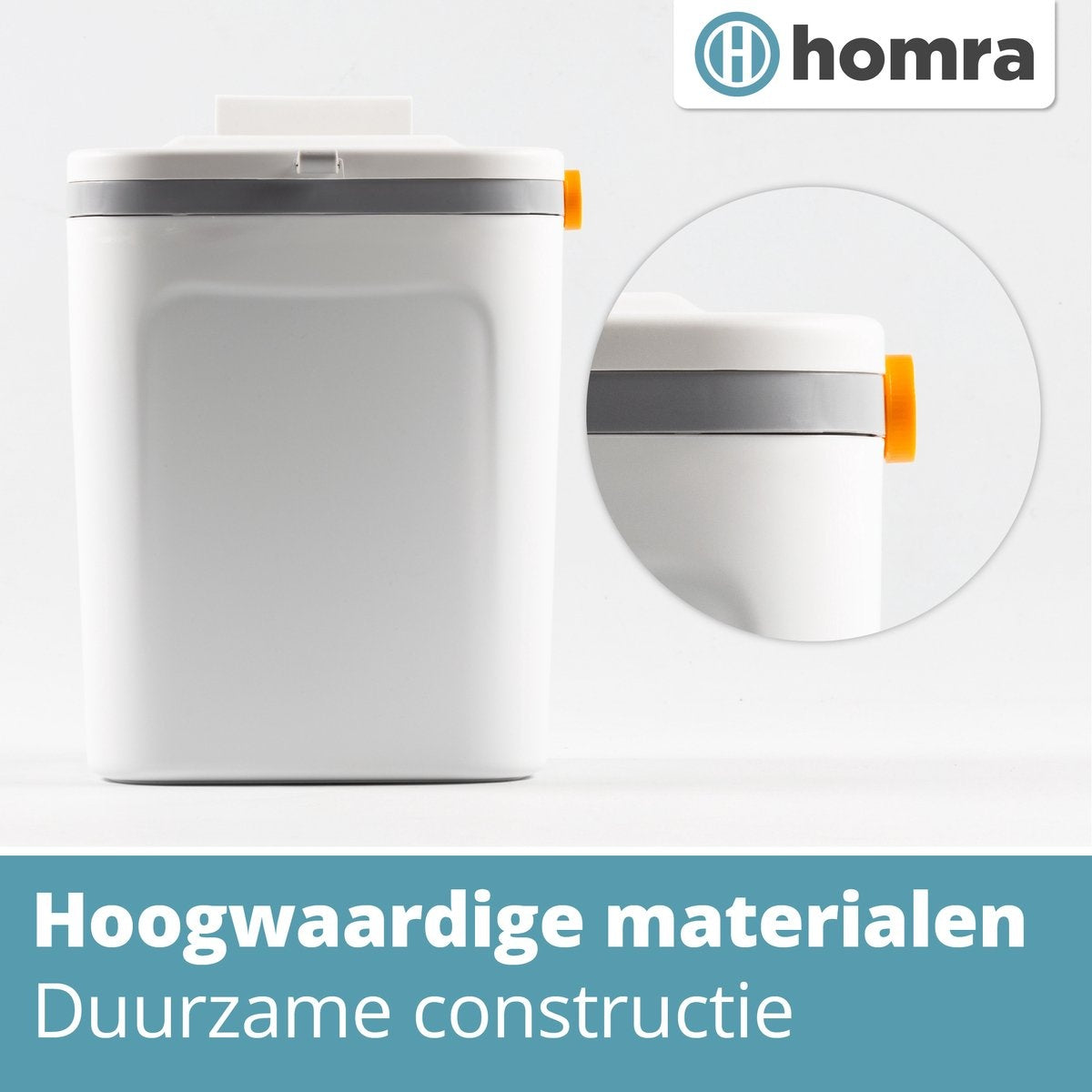 Homra GFT Abfalleimer 9L - Aufsatzabfalleimer mit Deckel - Hängender Abfalleimer mit losem Inneneimer - Komposteimer 9 Liter für Gemüse und Obst - Mini - Weiß - Einfach zum Aufhängen
