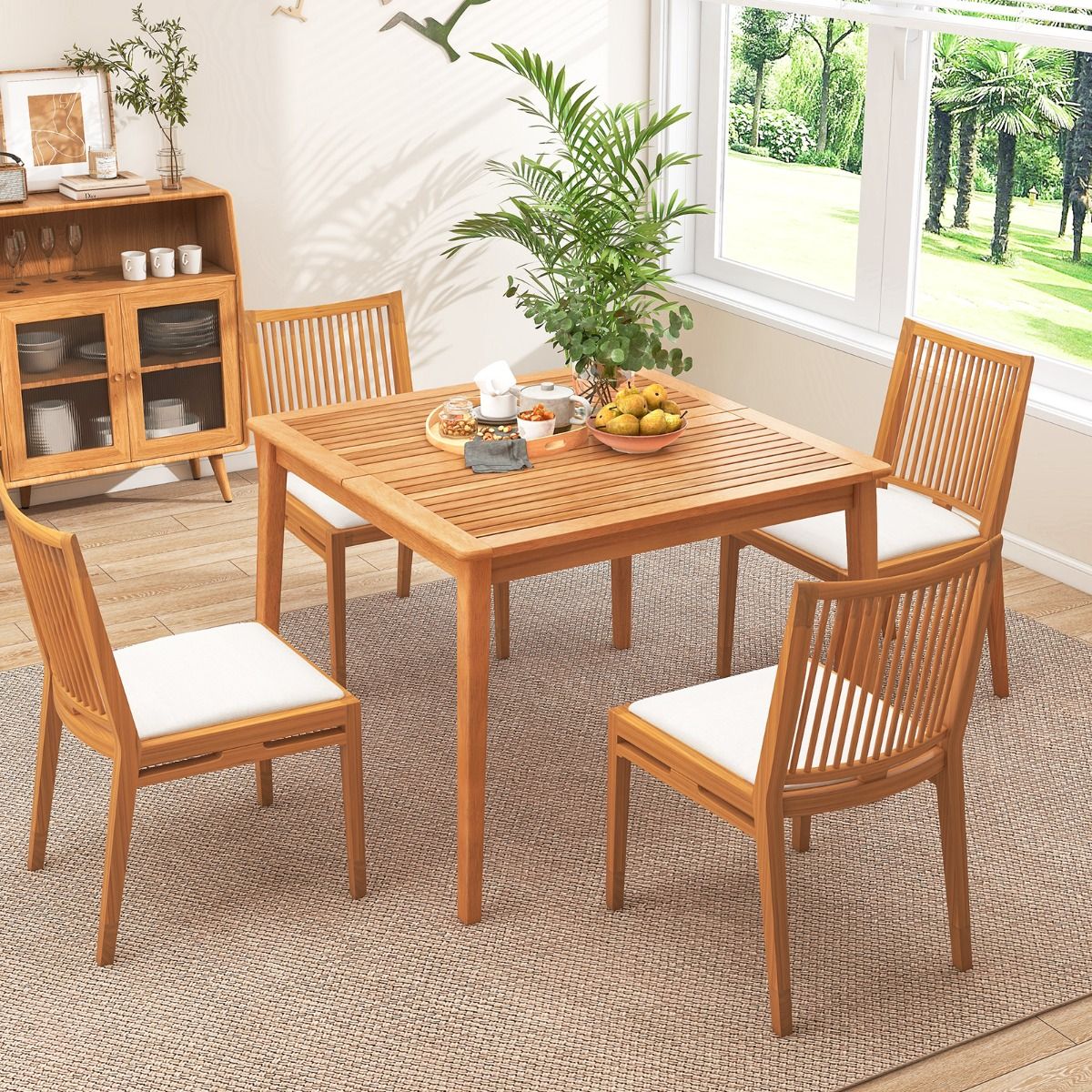 Coast Gartentisch aus Akazienholz – quadratisch – mit Sonnenschirmloch – naturbelassen – 100 x 100 cm