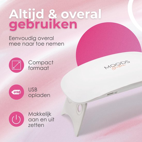 Moods Gellac - Kompakte Nagellampe - UV-Lampe Gel-Nägel - Mini-Nageltrockner - leicht zu tragen - Weiß