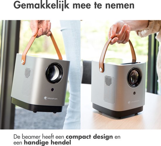 iMoshion Tragbarer Beamer - Full HD Mini-Beamer / Projektor - Streaming über WiFi - Weiß