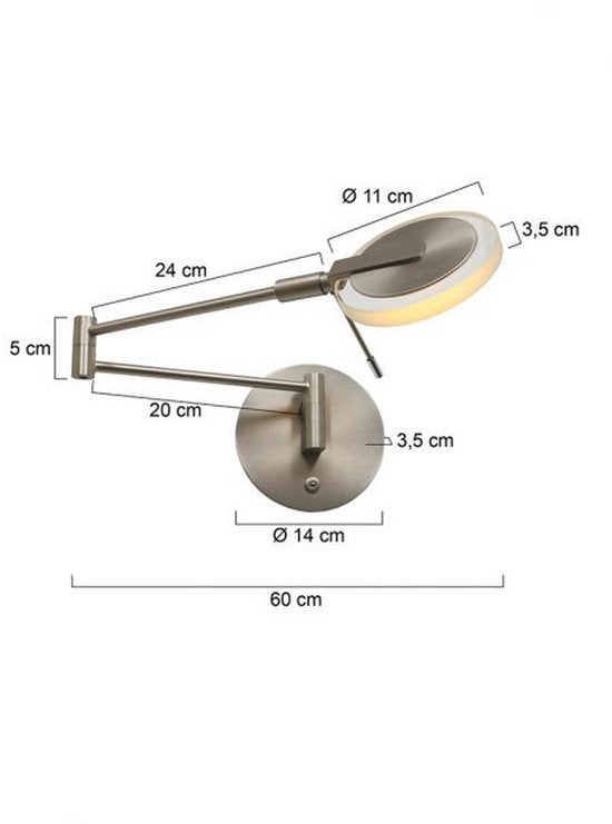 Steinhauer Turound LED – Moderne Wandleuchte – Stahl – H: 17 cm – Ø: 14 cm – Universell einsetzbar – Für den Innenbereich – Metall – Wandleuchten – Schlafzimmer – Wohnzimmer