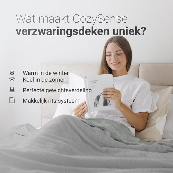 CozySense® Gewichtskissen 5 kg - Gewichtskissen - Gewichtskissen mit GLASS-Flow® Druckverteilung - Inklusive waschbarem Bezug - 140x200 cm - Grau