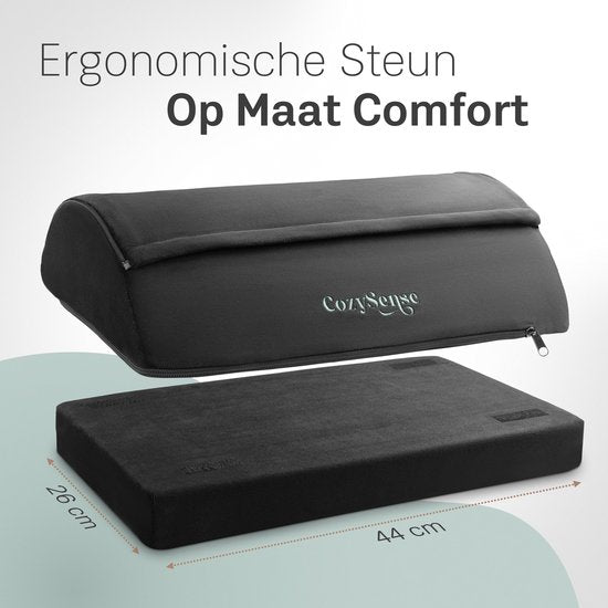 CozySense® Fußstütze Schreibtisch - Ergonomischer Fußhocker mit 2 Höhen - rutschfester & waschbarer Sherpa-Bezug - Fußpolster für Heim & Büro - Schwarz