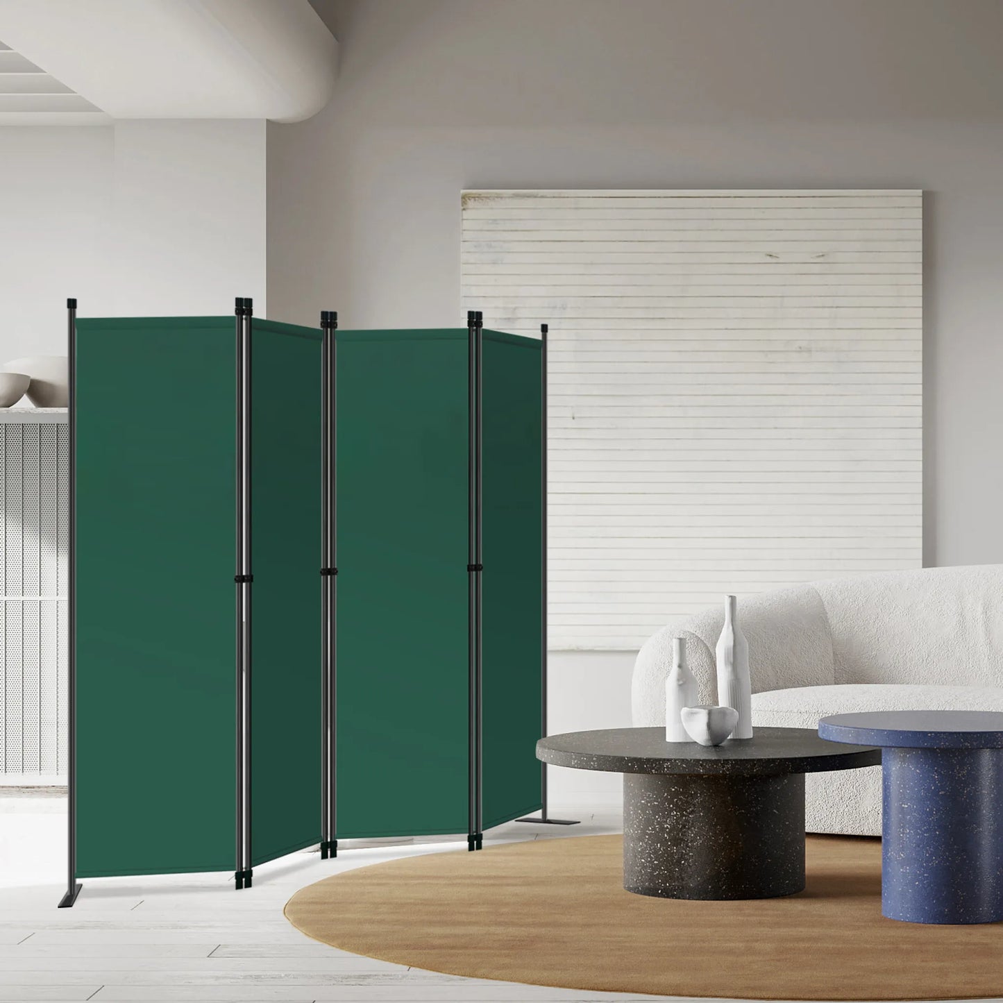 Angel Living – 4-teiliger Faltparavent – Raumteiler, Sichtschutz – Stahl und Polyester – grün