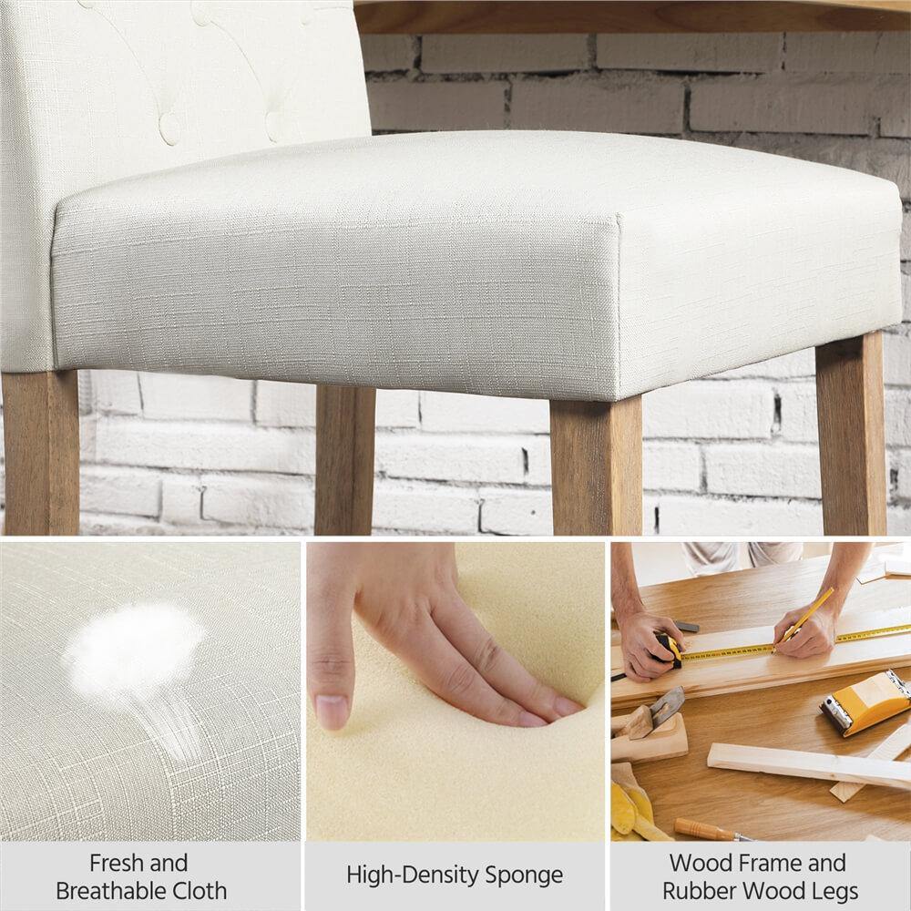 Yaheetech Esszimmerstühle mit hoher Rückenlehne – 2er-Set – Beige – 45,5 × 62 × 98,5 cm