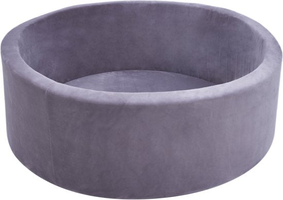 Sunny Boaz Bällebad inklusive 160 Bälle, Velvet Grau – Weiß/Grau/Gold, Ø 7 cm – Rundes Bällebad, Ø 90 x 30 cm