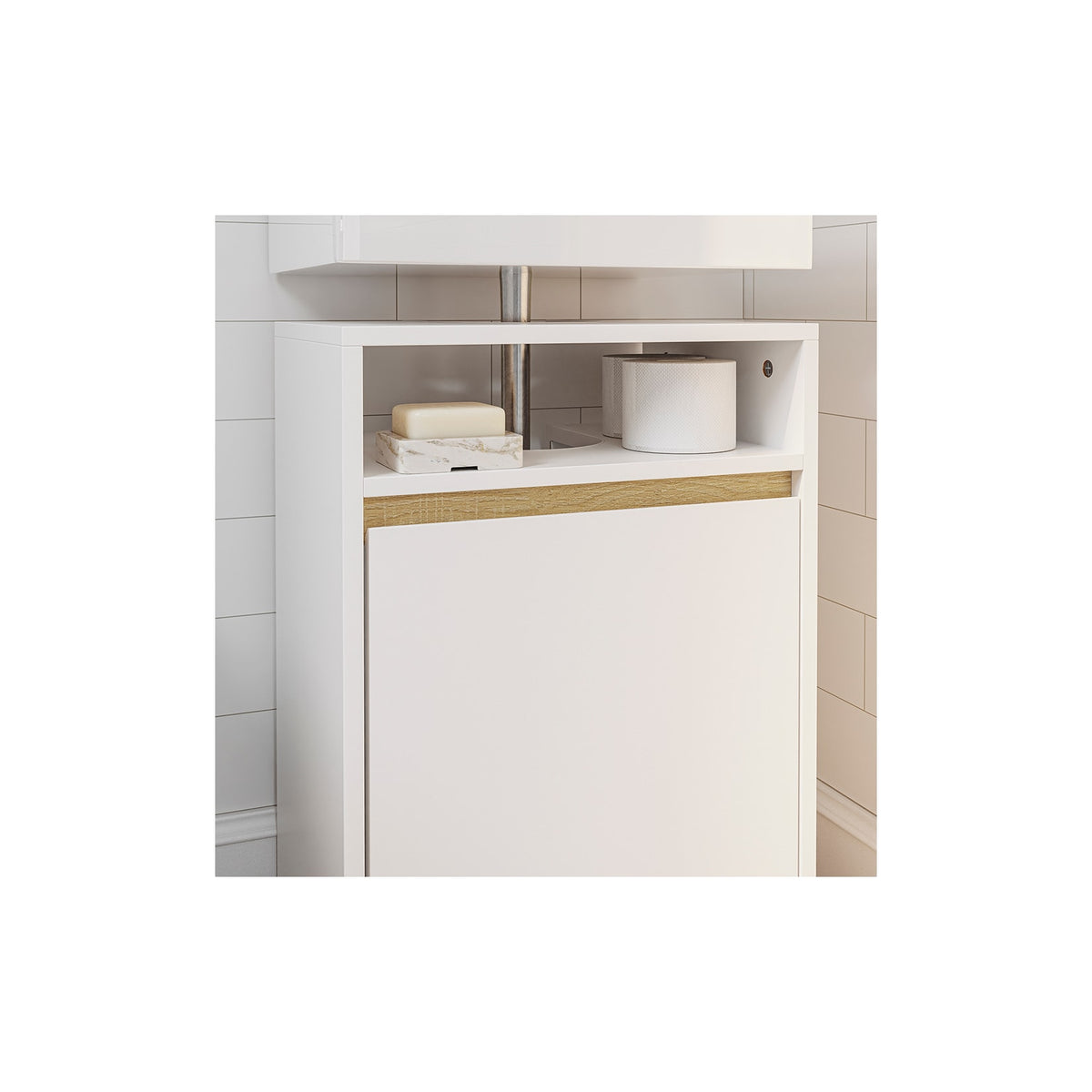 SoBuy Waschtischunterschrank mit 1 Tür – Weiß – 40 x 36 x 60 cm – mit offenem Fach, modern