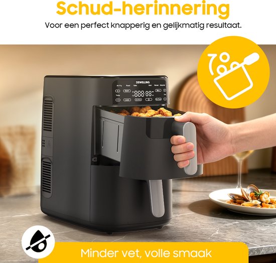 Heißluftfritteuse mit zwei Ebenen – 2700 W, kraftvolles fettfreies Frittieren – 10 l Heißluftfritteuse mit zwei Einschüben und vertikaler Bauweise spart 50 % Platz – 6 Programme – Großes Fassungsvermögen für den Heimgebrauch – Inklusive Rezeptbuch