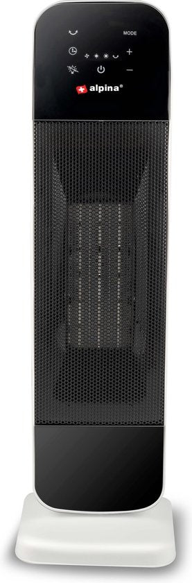 alpina Elektroheizgerät - Keramik-Heizlüfter - auch zum Kühlen - Timer - Fernbedienung - Schwenkfunktion - 2000W - Schwarz-Weiß