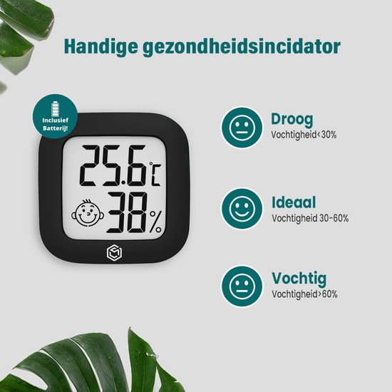 Ease Electronicz Hygrometer - Wetterstation - Luftfeuchtigkeitsmesser - Thermometer für Innenräume - inkl. Batterie und Klebestreifen
