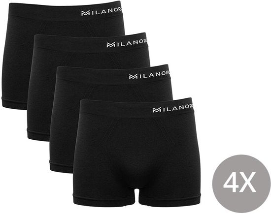 Milanoro - 4 nahtlose Boxershorts - Schwarz/Schwarz gestreift - L