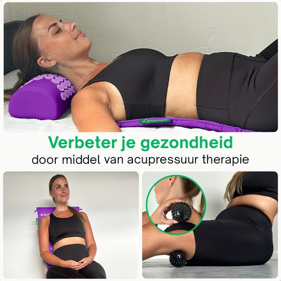Zenmat Nagelmatte mit Kissen - Akupressurmatte inkl. Triggerpunkt-Massageball und Tragetasche - Shakti Massage - 66x40 cm - Lila