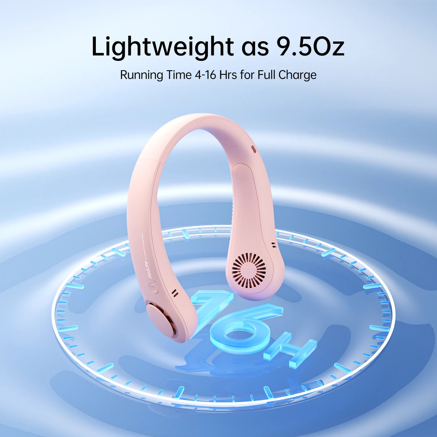 Jisulife Halsventilator Life 3 – Rosa – ohne Flügel – 5 Stufen – 4000 mAh – bis zu 16 Stunden – 78 Lüftungsöffnungen – 253 g