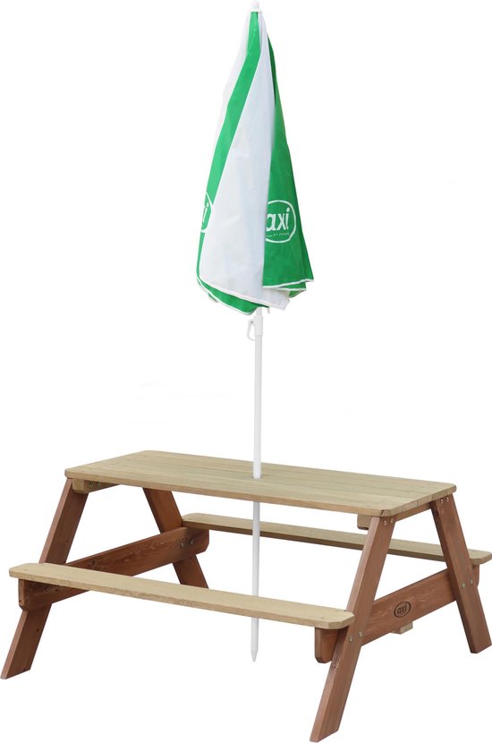 AXI-Sonnenschirm in Grün/Weiß – Kindersonnenschirm (125 cm) für Kinder  – Passend zu AXI-Picknicktischen, Wassertischen und Sandkästen