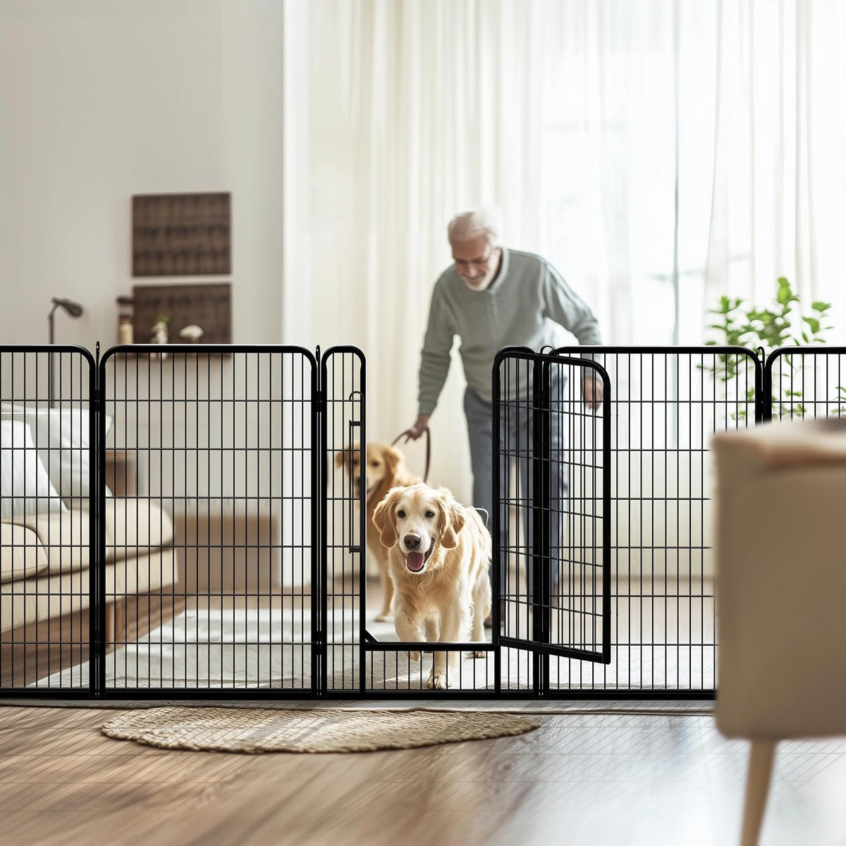 Yaheetech Hundeauslauf mit Tür – 8 Elemente – 71 x 120 cm pro Element – Schwarz