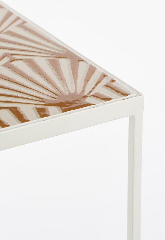 Mica Decorations Odile Outdoor Beistelltisch - 3er-Set - L28 x B28 x H67 cm - Metall - Braun, Weiß