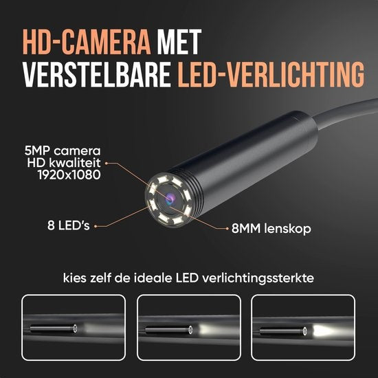 Strex Inspectiecamera 10M - Android/IOS - IP68 Waterdicht - 1080P HD - LED Verlichting - Endoscoop - Inspectie Camera - Inspecteren Met Telefoon