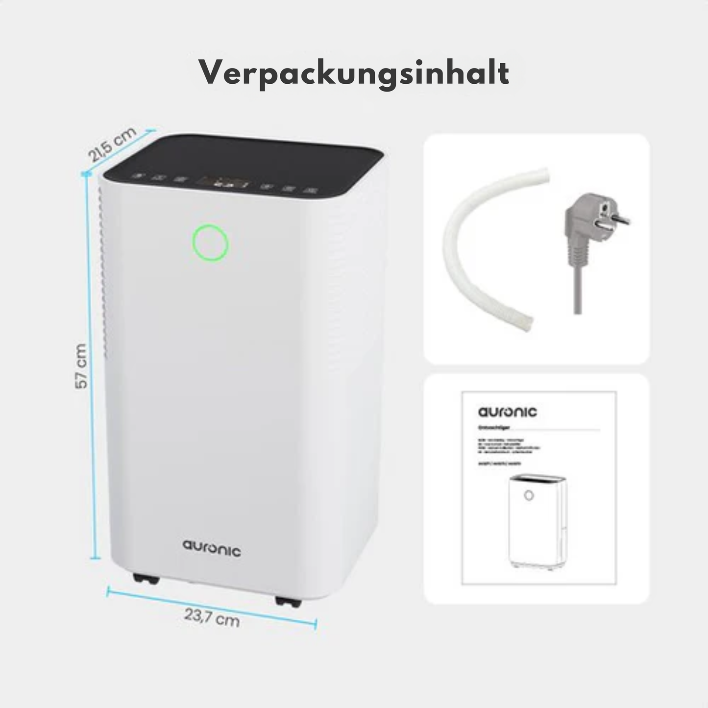 Auronic Luftentfeuchter - Compact Series - 25 l pro Tag - Waschtrockenfunktion - Schlafzimmer, Bad und Wohnzimmer - Weiß