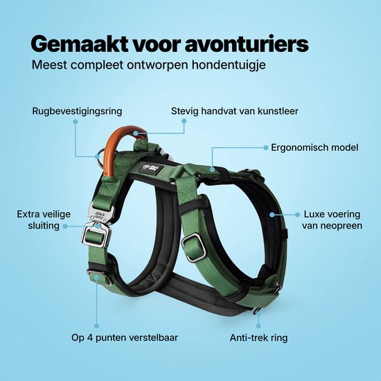 Jake und Jacky Hundegeschirr Hund Medium - Anti-Pull-Geschirr - Y-Geschirr Hund - Hundegeschirr - Grün - Größe M