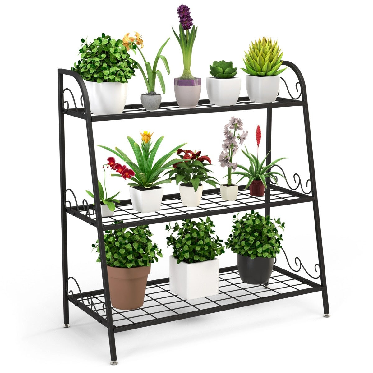 Coast Plant Shelf 3-stöckiger Metall-Pflanzenständer 81 x 35 x 82 cm schwarz