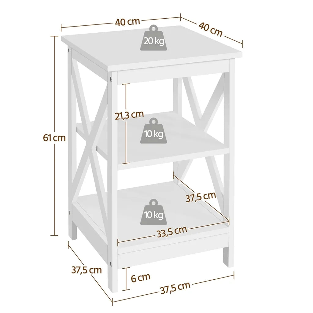 Yaheetech Nachttisch/Beistelltisch mit offener Ablage, 40 x 40 x 61 cm, Weiß