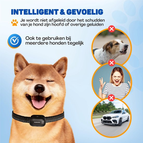 Vulpes Goods® - Pets - Anti-Bell-Halsband Max mit Fernbedienung - 3-in-1 Erziehungshalsband ohne Schock - manuell & automatisch - wiederaufladbar - Vibration, Audio & Ultraschall