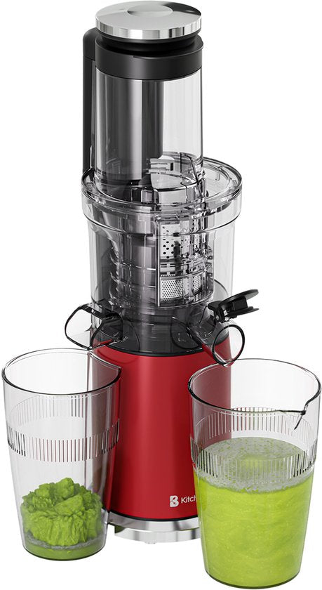 KitchenBrothers Slowjuicer - Vertikal - Entsafter - Gemüse- und Obstpresse - 80 mm - 750 ml - Rot