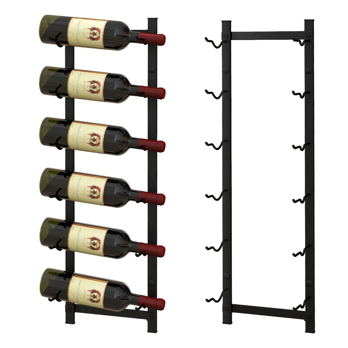 Coast Weinregal für die Wand – Platz für 6 Flaschen – Metall – schwarz
