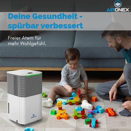 Aironex Luftentfeuchter LO12 – 12 L/Tag – Bis 25 m² – Leise 36 dB – Weiß